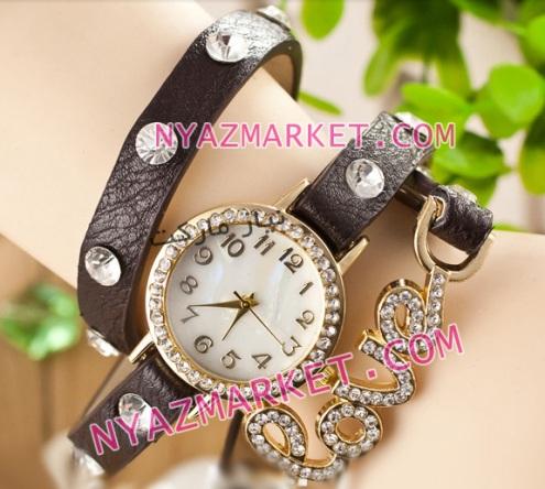 ساعت گوچی زنانه دخترانه دستبندی نگین دار چرمی gucci 