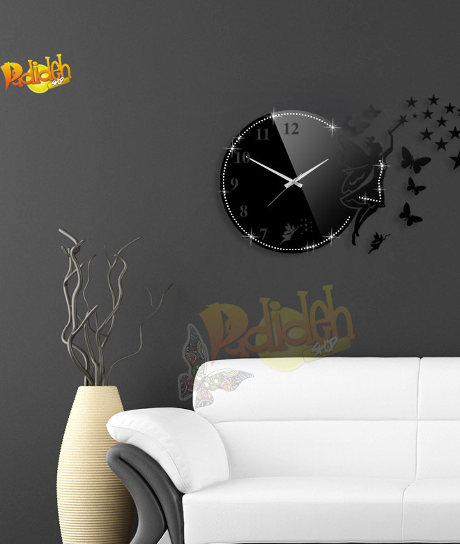 خرید اینترنتی ساعت نگین دار براق پلکسی فرشته و پروانه