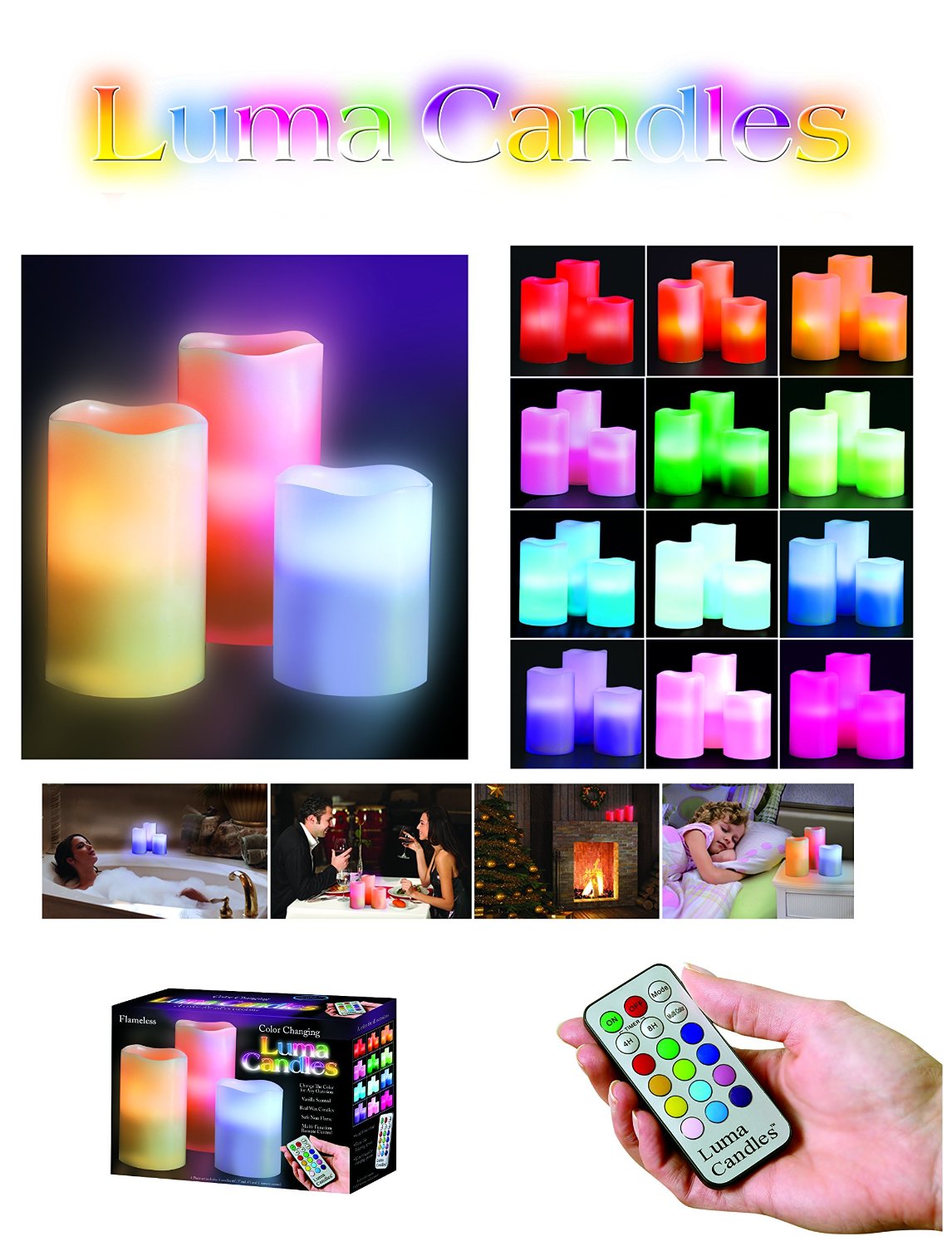 خرید پستی  شمع های led لوما کندل 12 رنگLuma Candles ---- سری 2