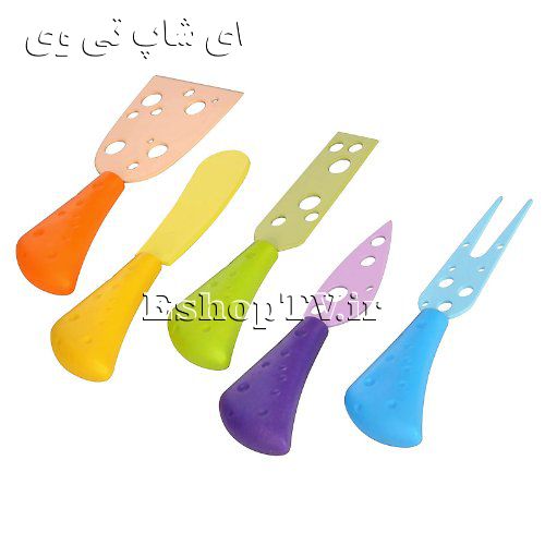 ست کامل پنیر خوری CHEESE KNIFE ست-CHEESE KNIFE ست- Pizzazz Set of 5 Coloured Cheese Knives-ست ۵تایی کارد پنیر خوری-ست کامل کارد پنیر خوری-کارد پنیر خوری لوکس-چاقو پنیر خوری لوکس