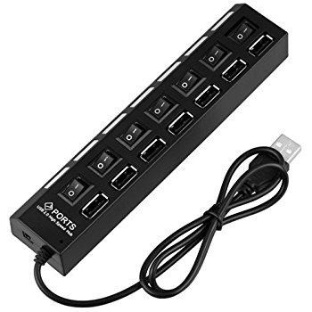 هاب یو اس بی USB HUB هفت پورت کلید قطع و وصل دار