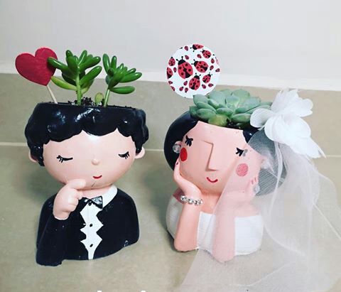 گلدان دو عددی طرح عروس و داماد