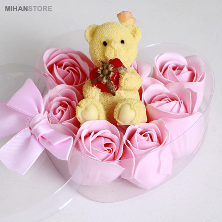 خرید پستی پکیج کادویی خرس و گل عطری طرح Romantic خرید پستی پکیج کادویی خرس و گل عطری طرح Romantic